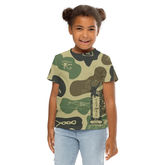 Personalized All-Over Print Kids Crew Neck T-Shirt | Camouflage | Olive Drab