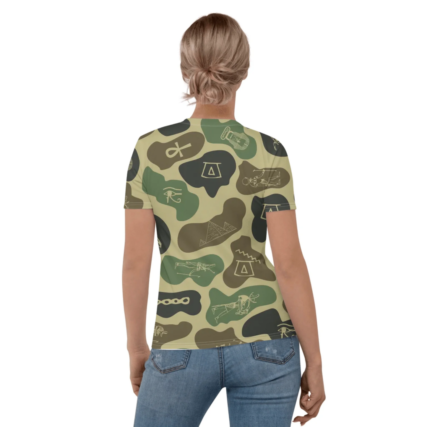 Personalized All-Over Print Women's Crew Neck T-Shirt | Camouflage | Olive Drab