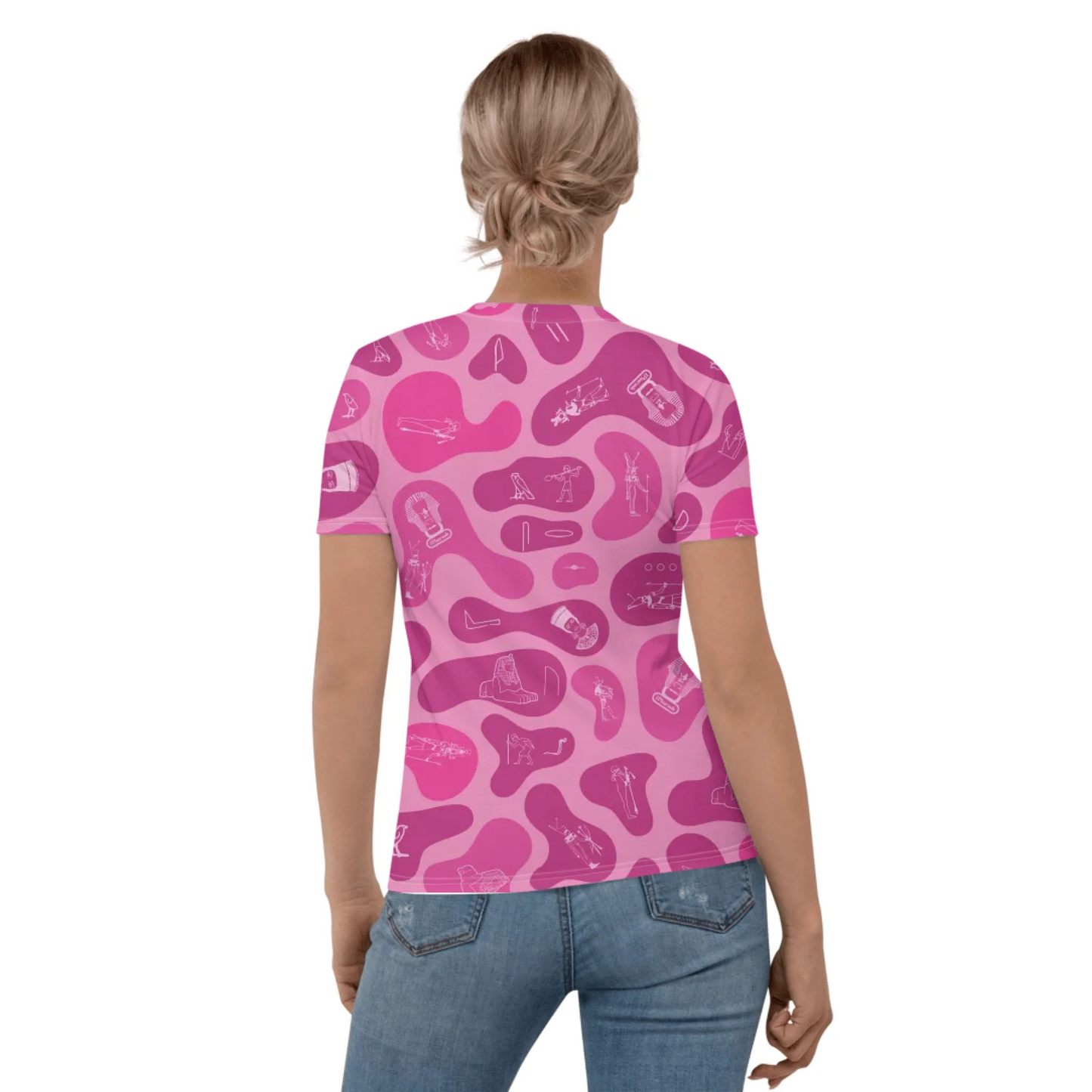 Personalized All-Over Print Women's Crew Neck T-Shirt | Camouflage | Vibrant Lotus