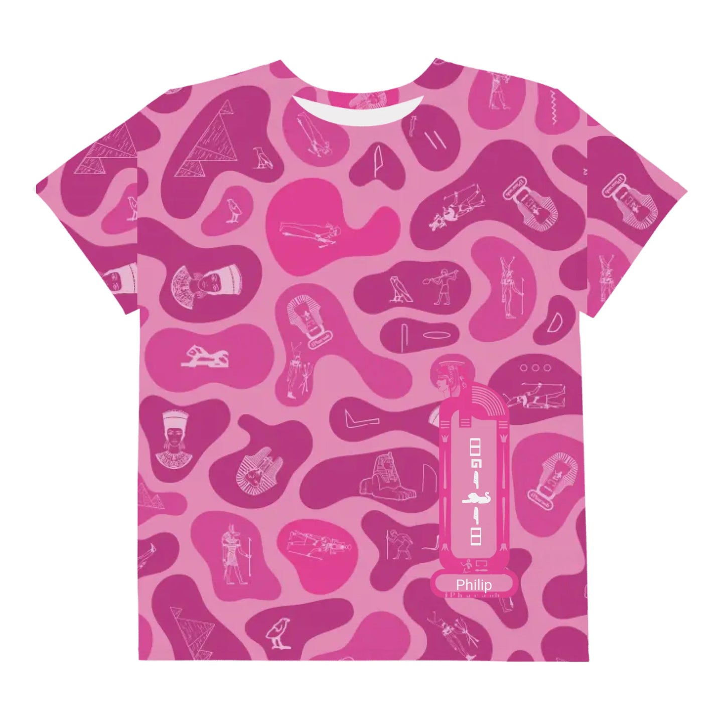 Personalized All-Over Print Youth Crew Neck T-shirt | Camouflage | Vibrant Lotus