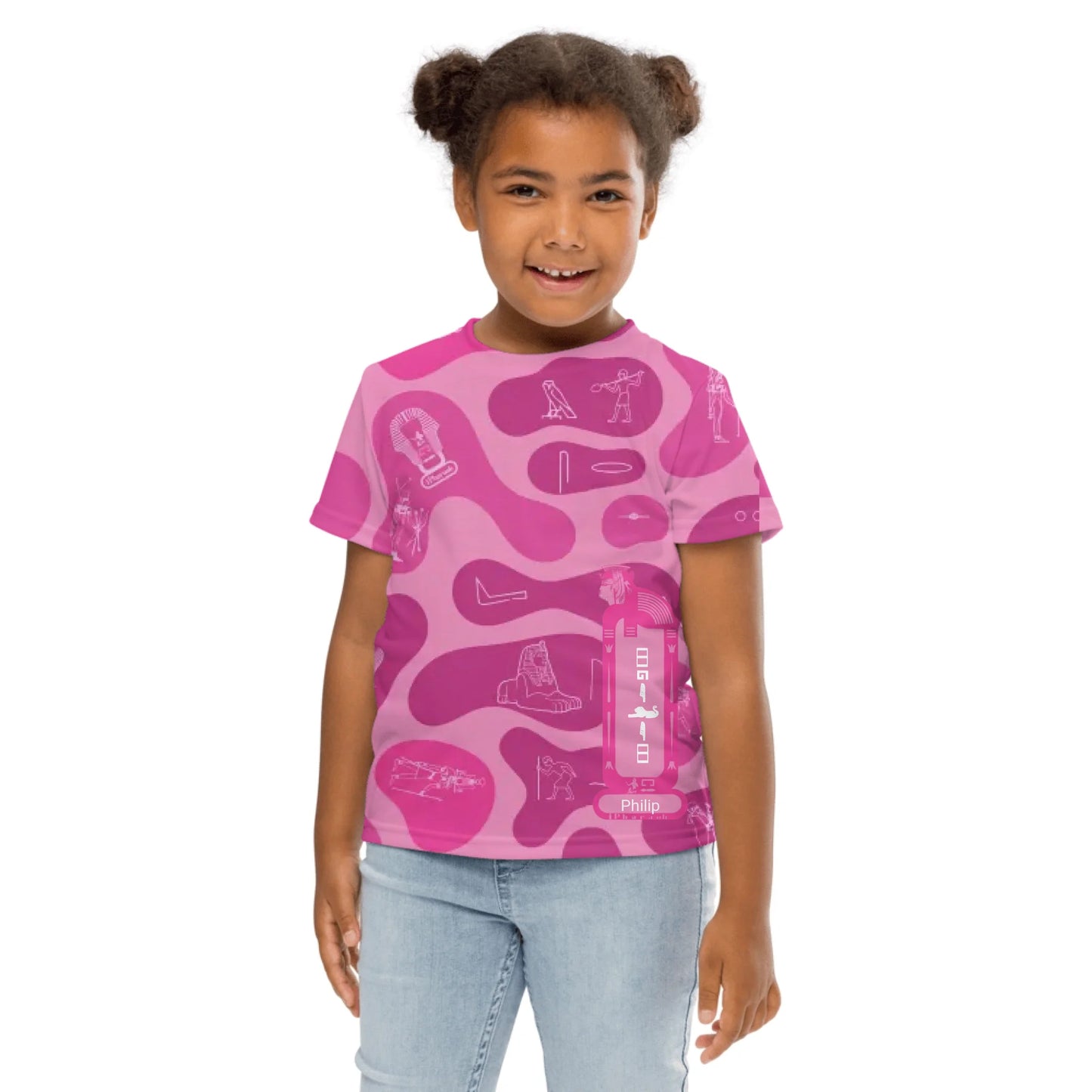 Personalized All-Over Print Kids Crew Neck T-Shirt | Camouflage | Vibrant Lotus