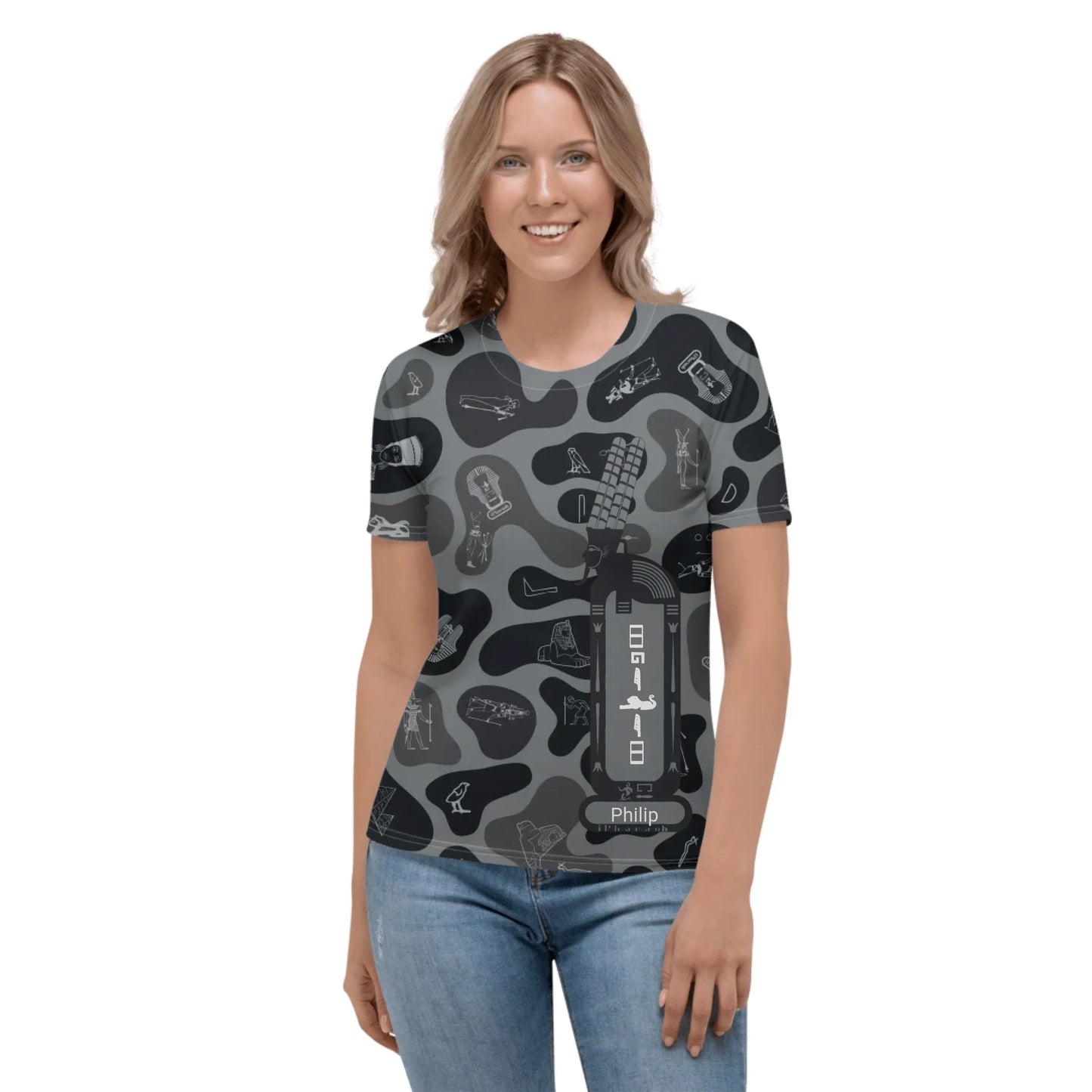 Personalized All-Over Print Women's Crew Neck T-Shirt | Camouflage | Shadow