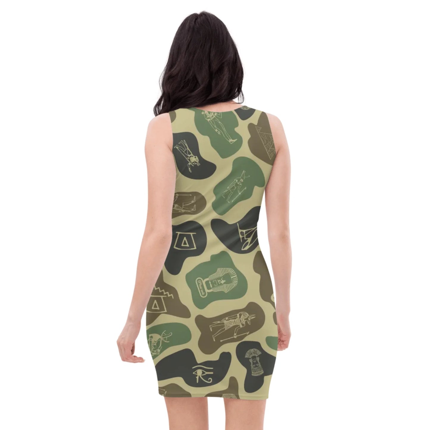 Custom Name Camo Bodycon Dress – Personalized Camouflage Mini Dress | Olive Drab