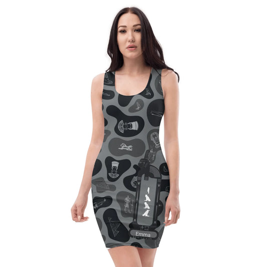 Custom Name Camo Bodycon Dress – Personalized Camouflage Mini Dress | Shadow