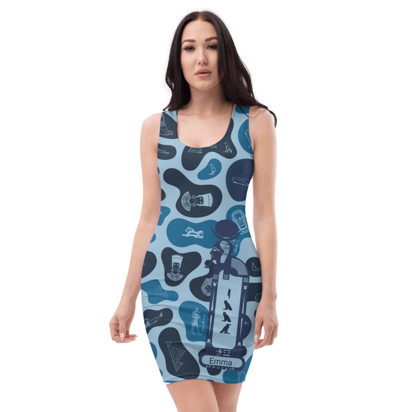 Custom Name Camo Bodycon Dress – Personalized Camouflage Mini Dress | Deep Ocean