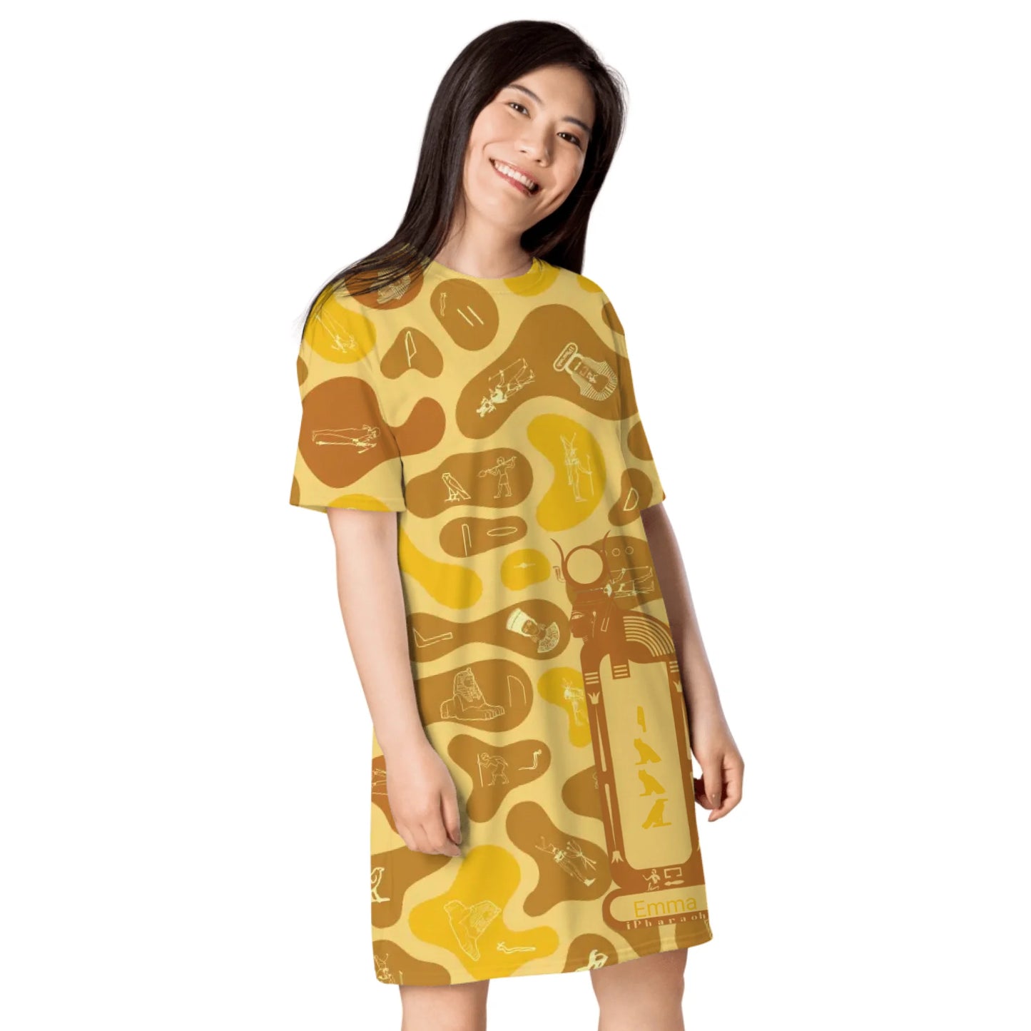 Custom Name T-Shirt Dress – Personalized Camouflage Print Dress | Desert Sand