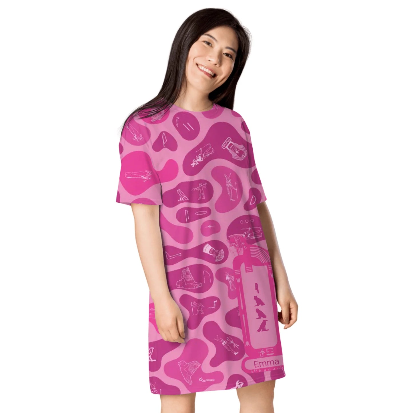 Custom Name T-Shirt Dress – Personalized Camouflage Print Dress | Vibrant Lotus