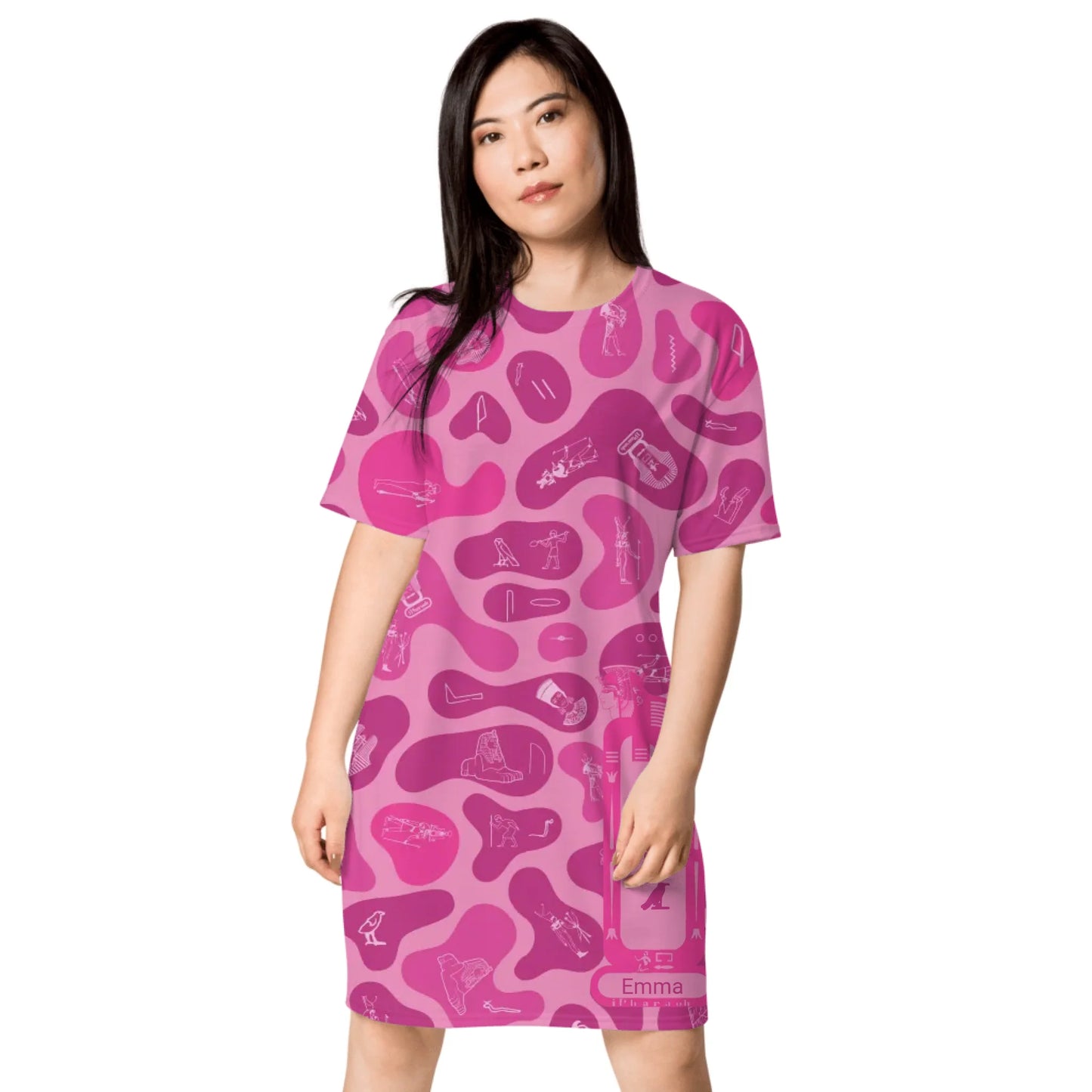 Custom Name T-Shirt Dress – Personalized Camouflage Print Dress | Vibrant Lotus