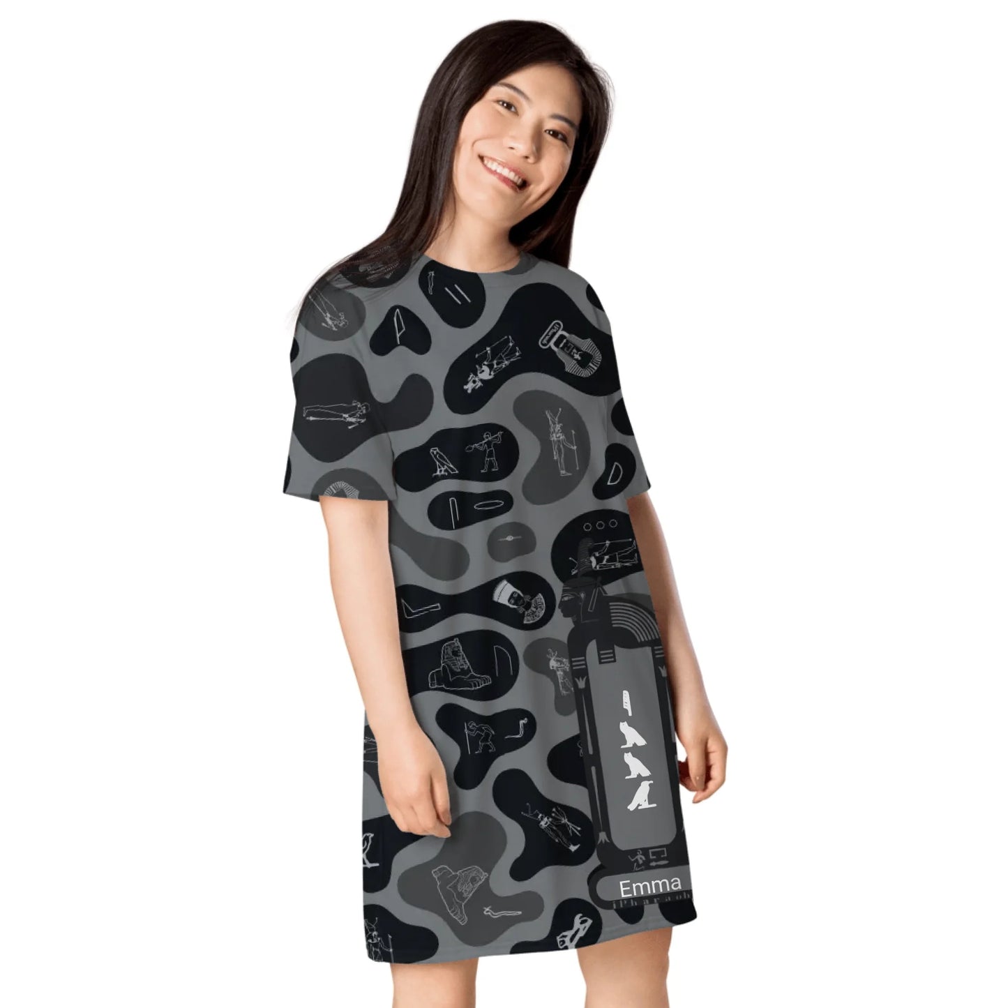 Custom Name T-Shirt Dress – Personalized Camouflage Print Dress | Shadow
