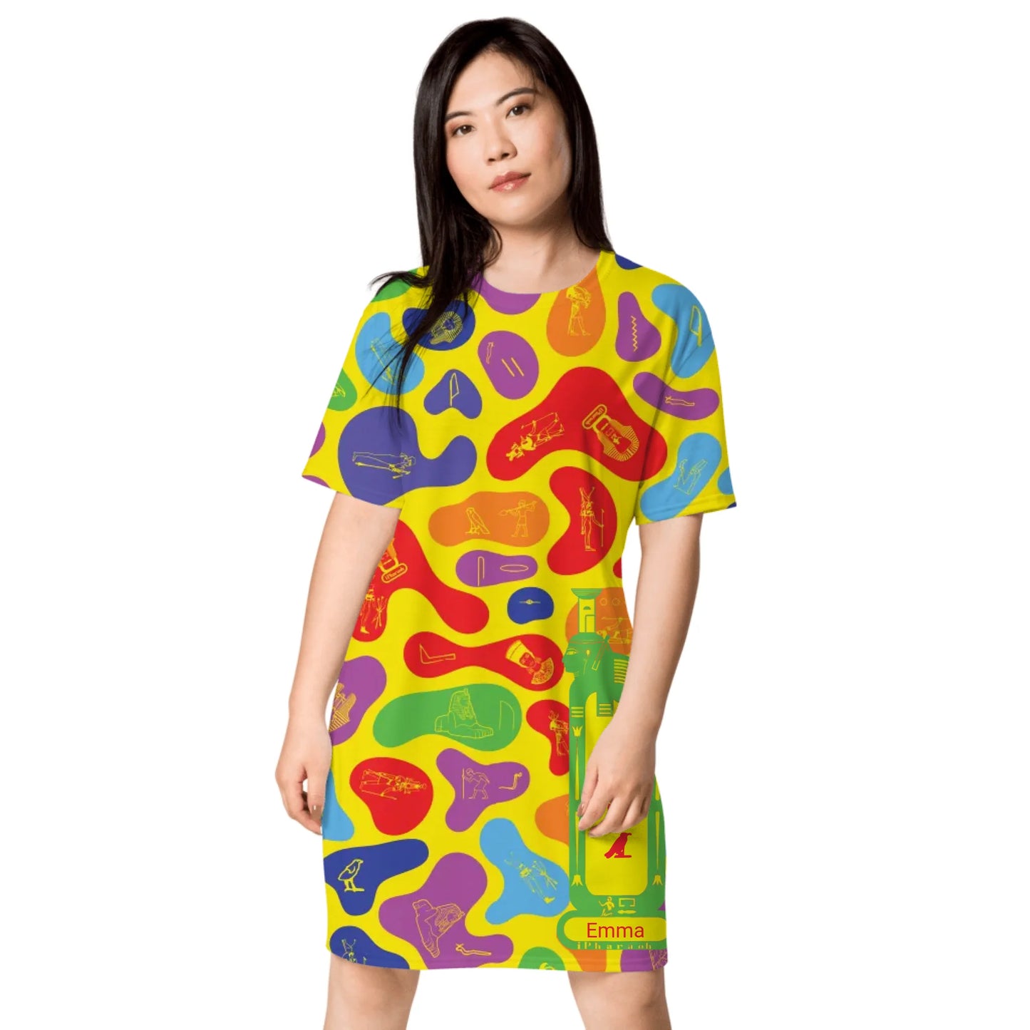 Custom Name T-Shirt Dress – Personalized Camouflage Print Dress | Prism Spectrum