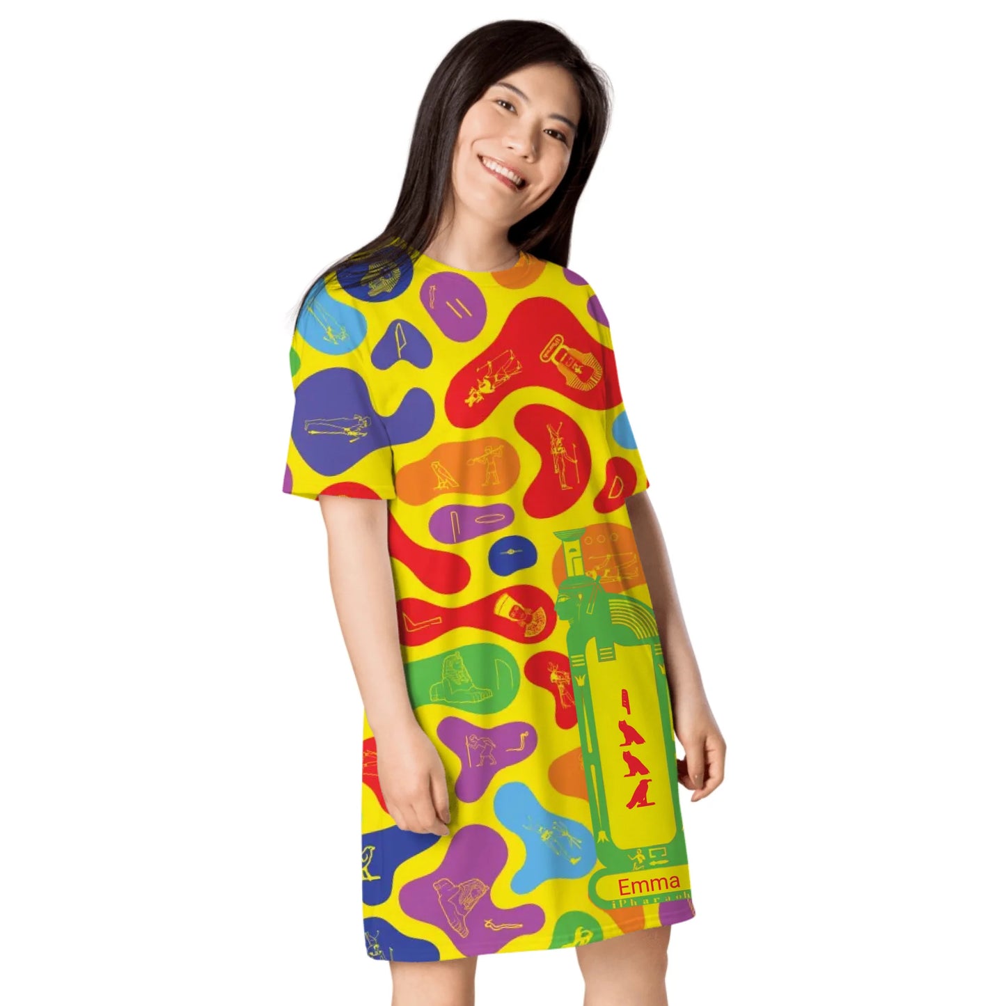 Custom Name T-Shirt Dress – Personalized Camouflage Print Dress | Prism Spectrum