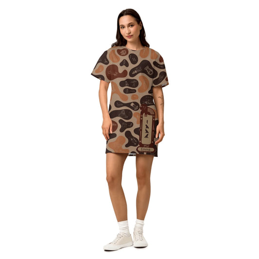 Custom Name T-Shirt Cotton Dress – Personalized Camouflage Print Dress | Burnt Sand