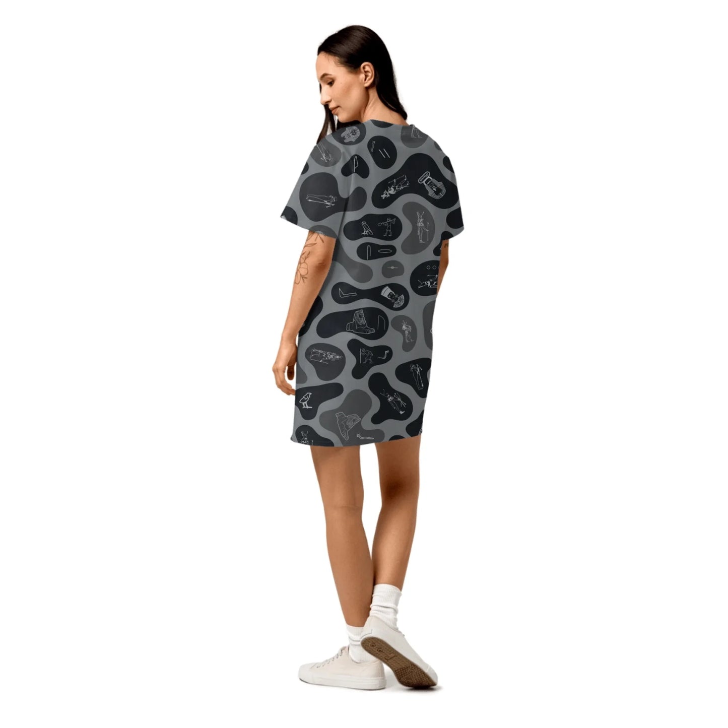 Custom Name T-Shirt Cotton Dress – Personalized Camouflage Print Dress | Shadow