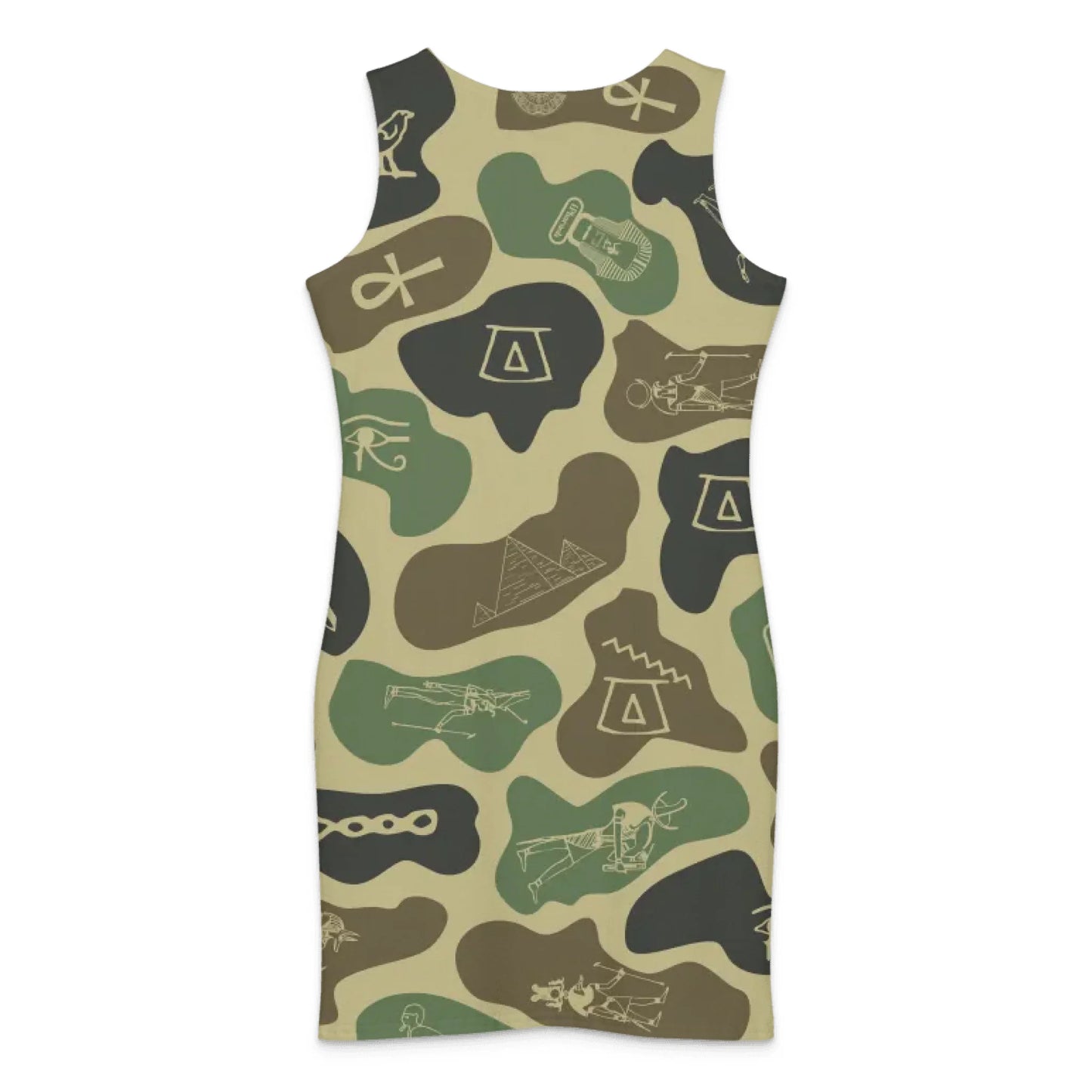 Custom Name Camo Cotton Bodycon Dress – Personalized Camouflage Mini Dress | Olive Drab
