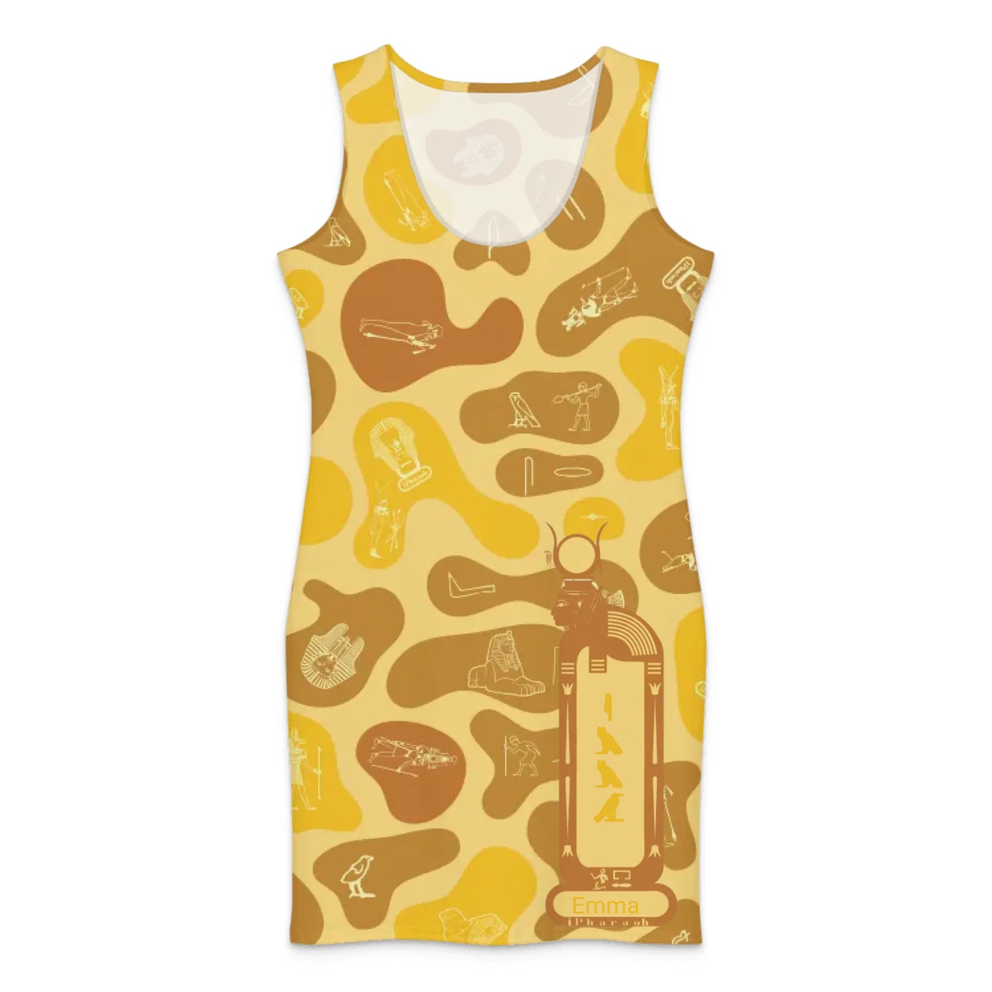 Custom Name Camo Cotton Bodycon Dress – Personalized Camouflage Mini Dress | Desert Sand