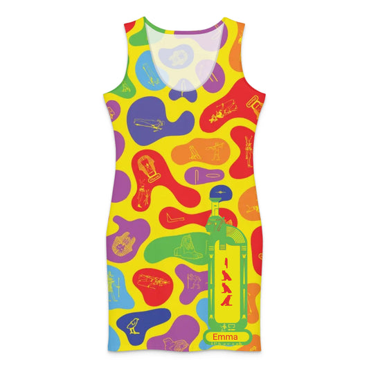 Custom Name Camo Cotton Bodycon Dress – Personalized Camouflage Mini Dress | Prism Spectrum