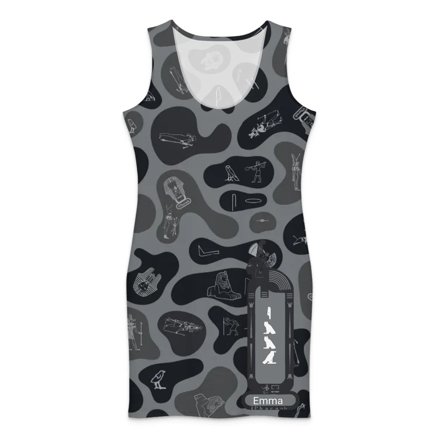 Custom Name Camo Cotton Bodycon Dress – Personalized Camouflage Mini Dress | Shadow