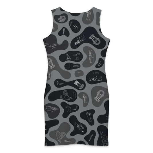 Custom Name Camo Cotton Bodycon Dress – Personalized Camouflage Mini Dress | Shadow