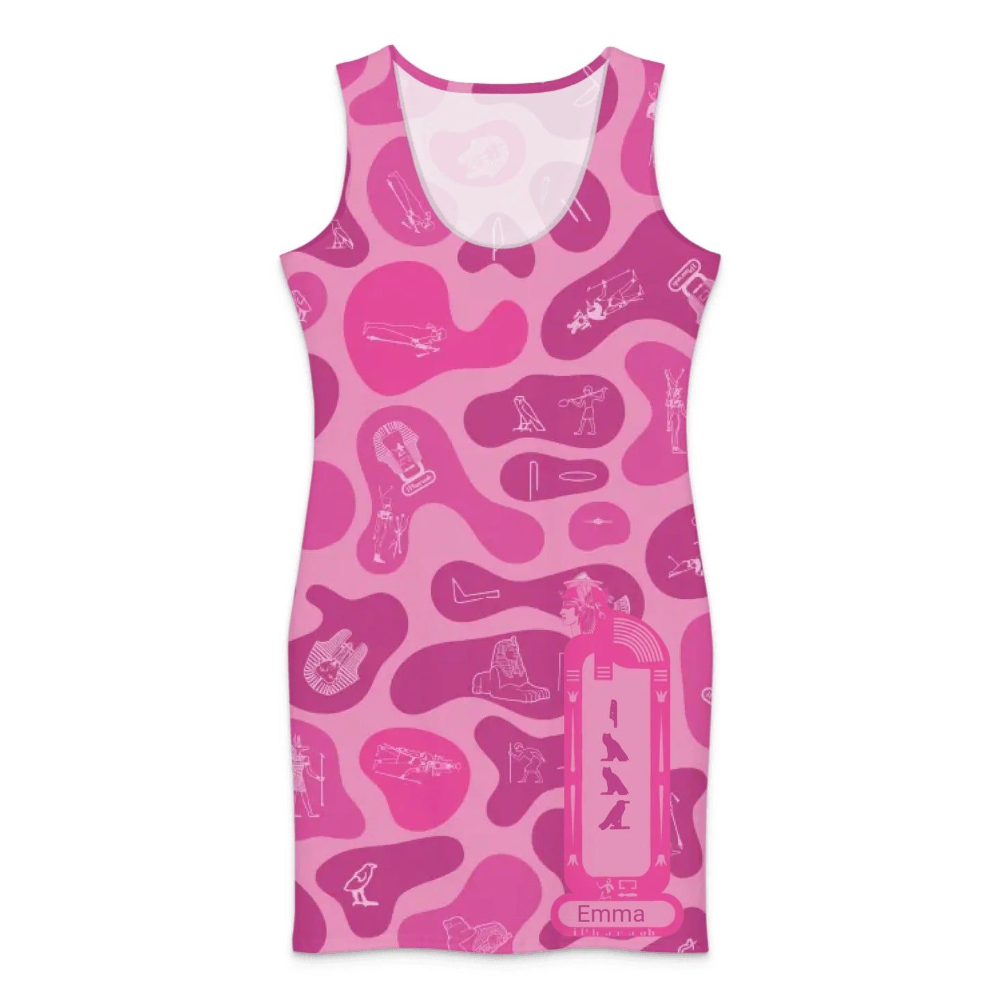 Custom Name Camo Cotton Bodycon Dress – Personalized Camouflage Mini Dress | Vibrant Lotus
