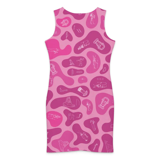 Custom Name Camo Cotton Bodycon Dress – Personalized Camouflage Mini Dress | Vibrant Lotus