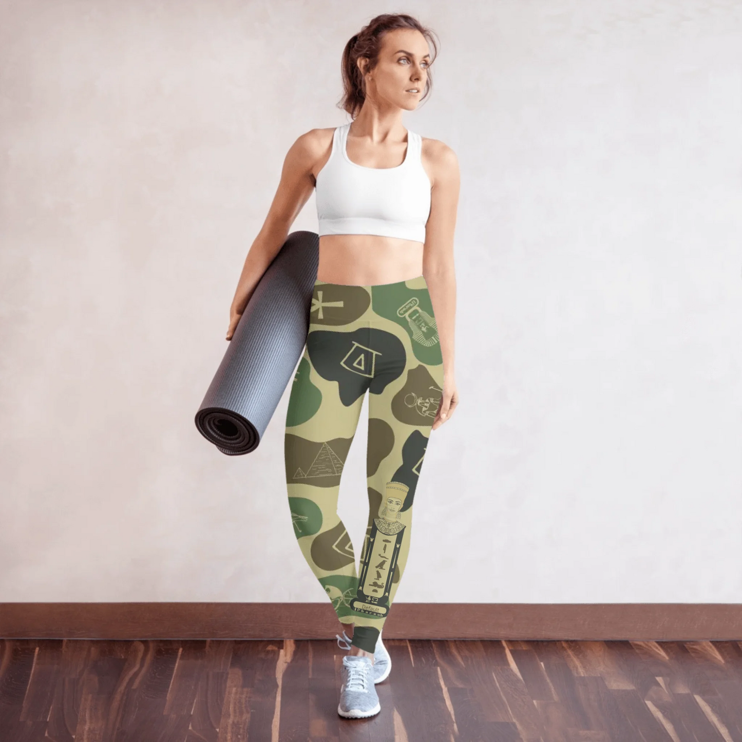 Custom Name Yoga Leggings | Personalized Camo Activewear | Olive Drab