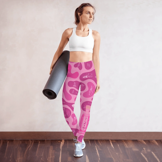 Custom Name Yoga Leggings | Personalized Camo Activewear | Vibrant Lotus