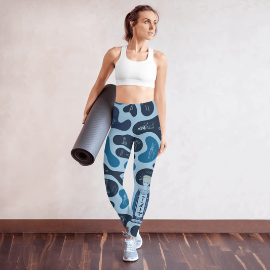 Custom Name Yoga Leggings | Personalized Camo Activewear | Deep Ocean