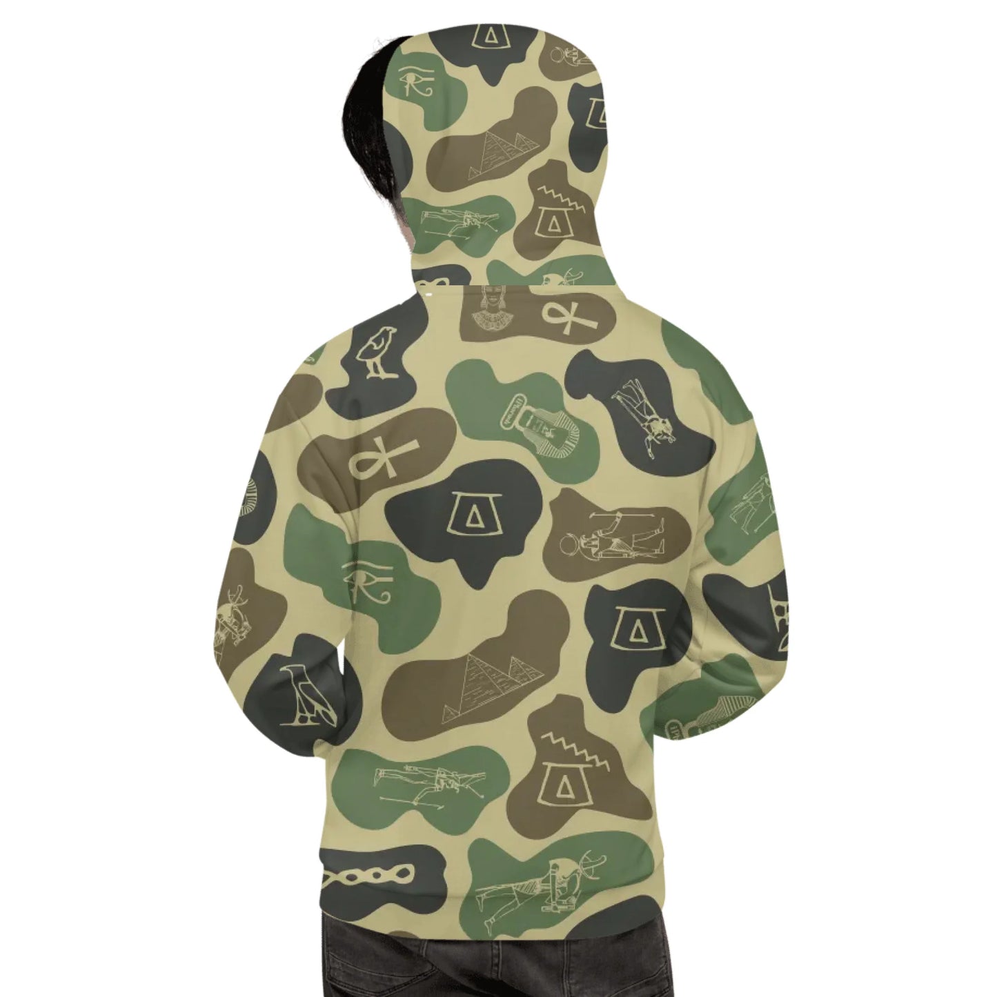Custom Text Camo Pullover | Personalized Recycled Hoodie | Olive Drab
