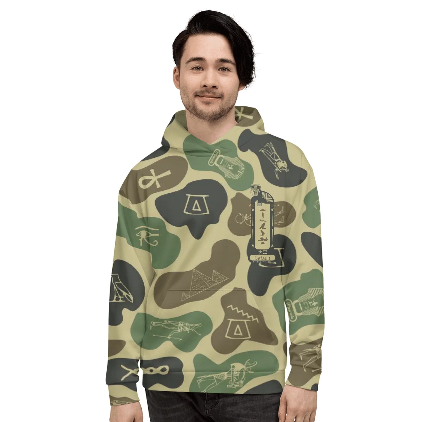 Custom Text Camo Pullover | Personalized Recycled Hoodie | Olive Drab
