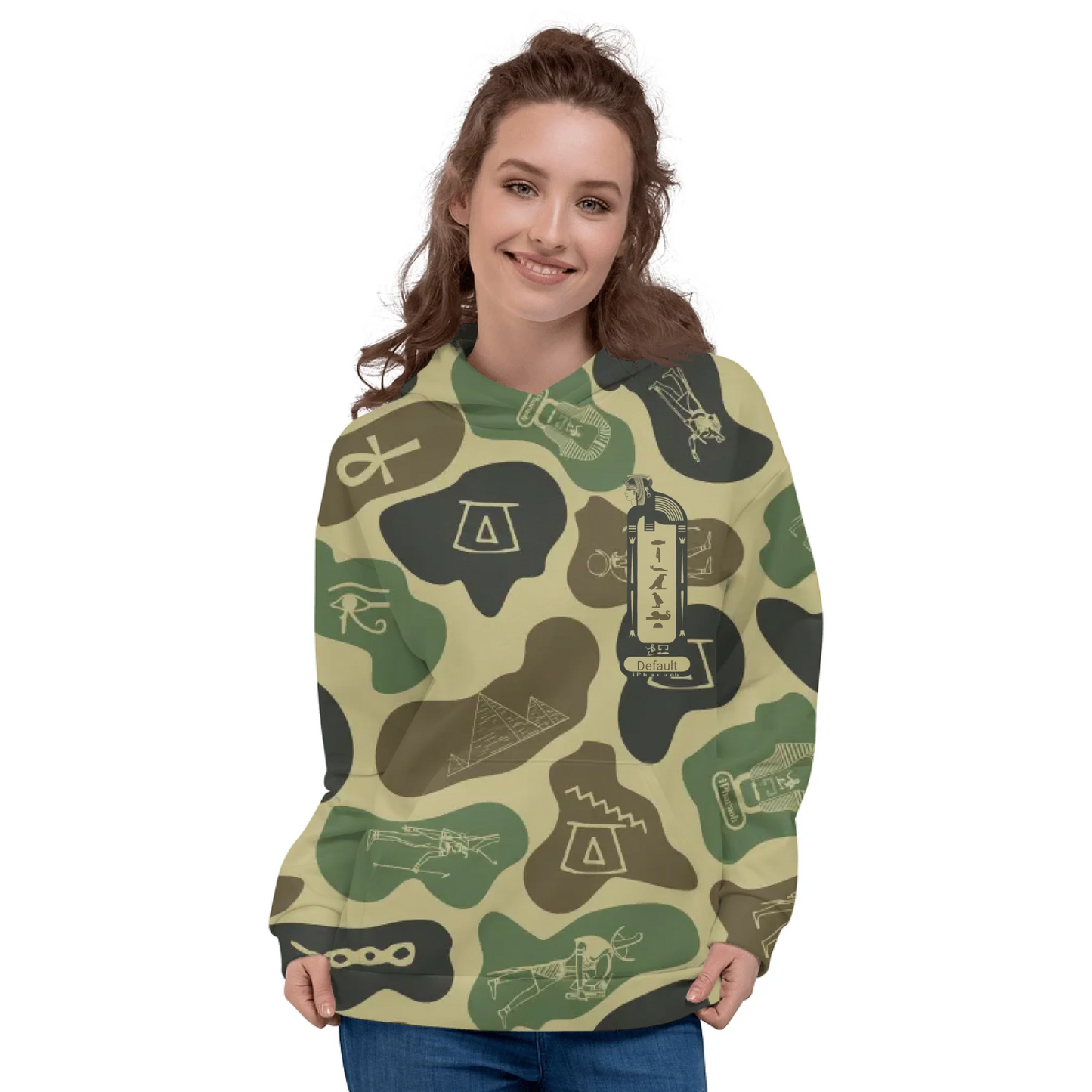 Custom Text Camo Pullover | Personalized Recycled Hoodie | Olive Drab