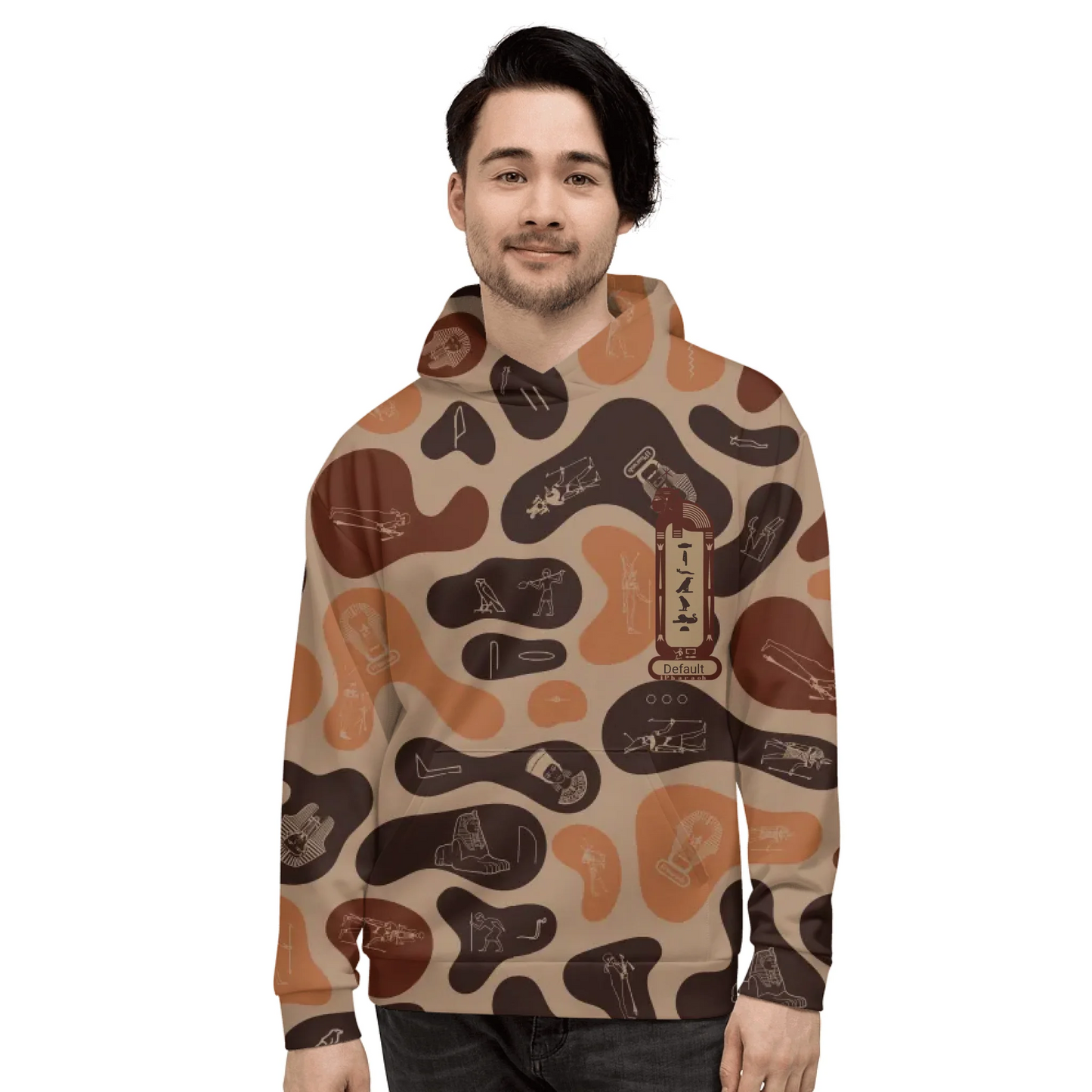 Custom Text Camo Pullover | Personalized Recycled Hoodie | Burnt Sand