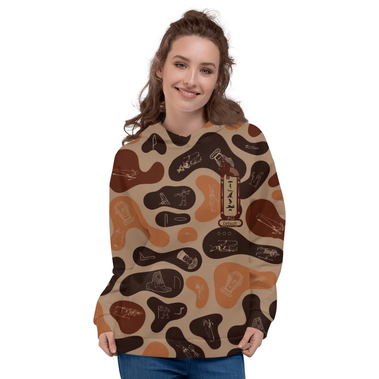 Custom Text Camo Pullover | Personalized Recycled Hoodie | Burnt Sand