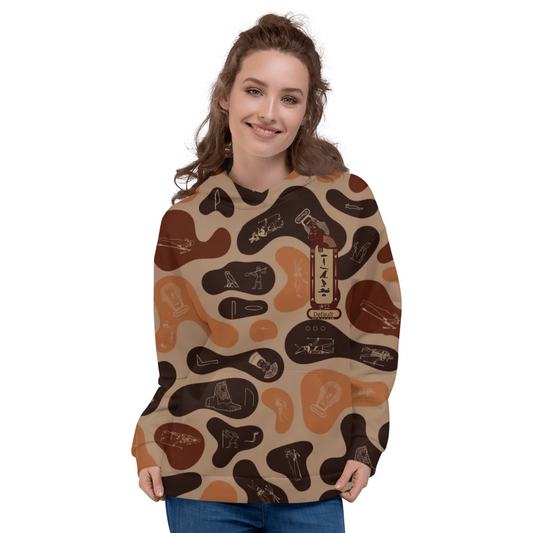 Custom Text Camo Pullover | Personalized Recycled Hoodie | Burnt Sand