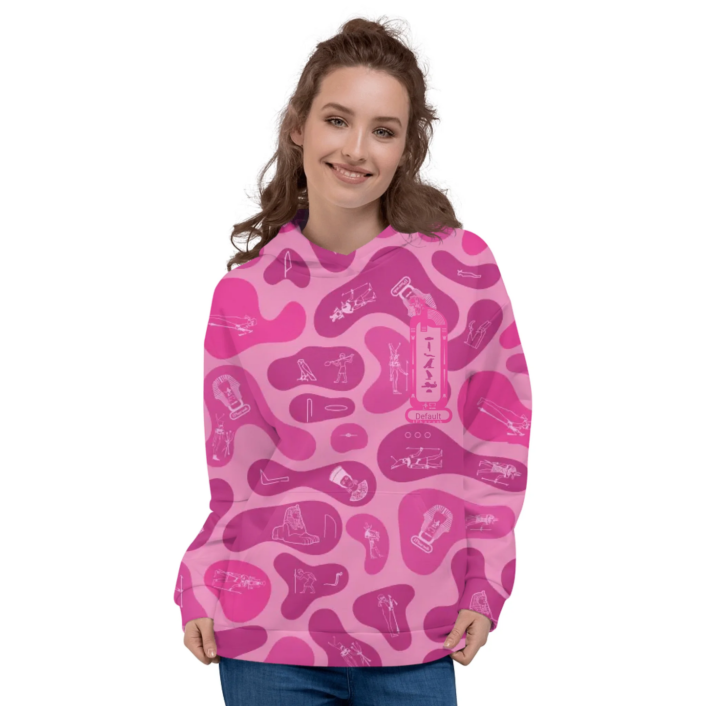 Custom Text Camo Pullover | Personalized Recycled Hoodie | Vibrant Lotus