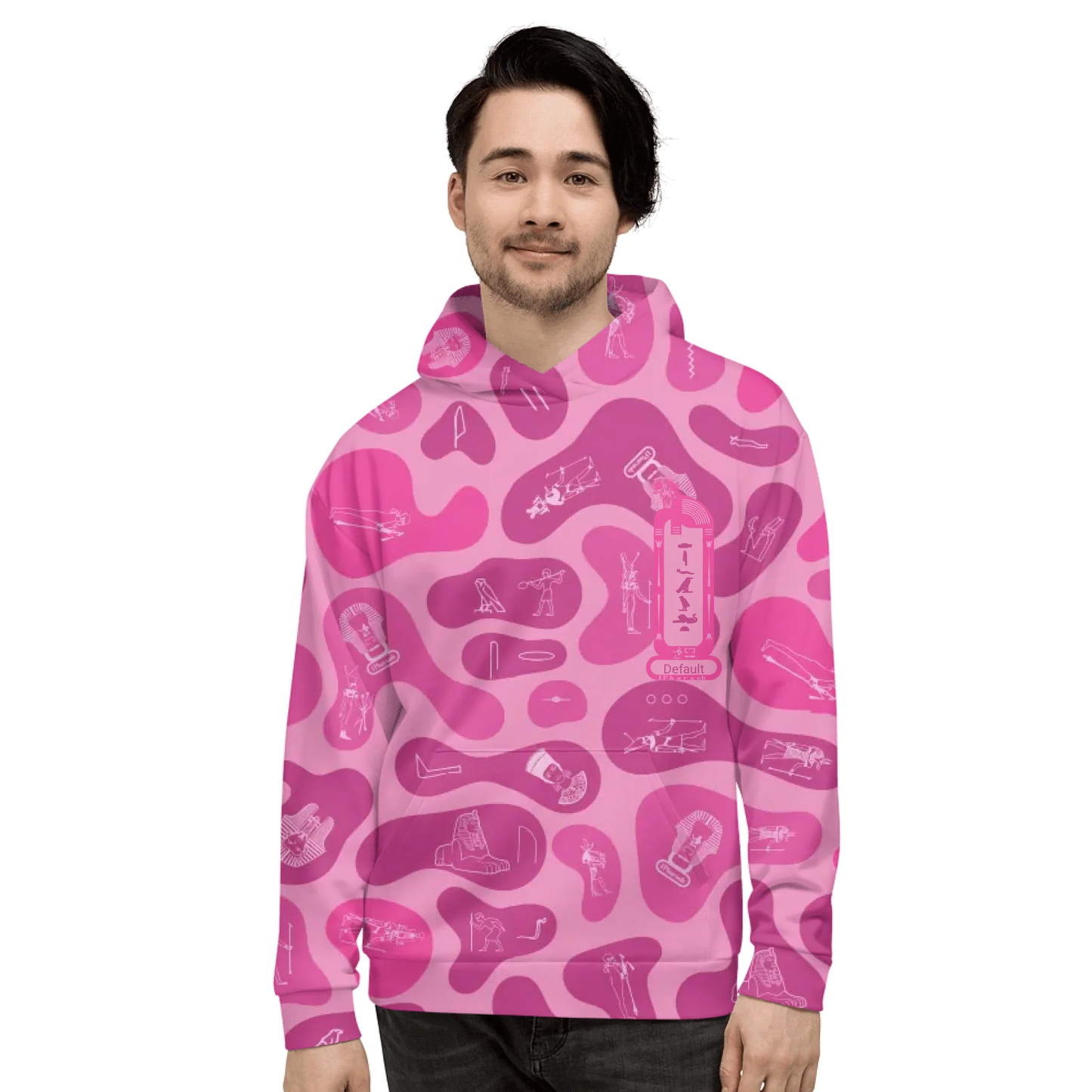 Custom Text Camo Pullover | Personalized Recycled Hoodie | Vibrant Lotus