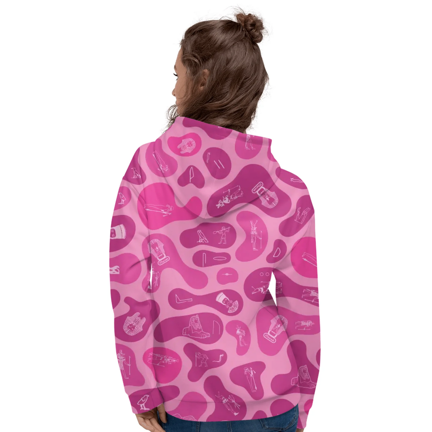Custom Text Camo Pullover | Personalized Recycled Hoodie | Vibrant Lotus