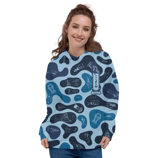 Custom Text Camo Pullover | Personalized Recycled Hoodie | Deep Ocean