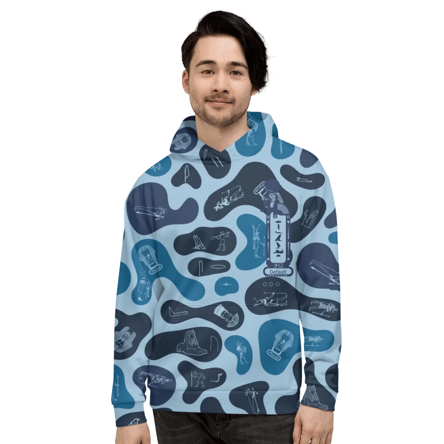 Custom Text Camo Pullover | Personalized Recycled Hoodie | Deep Ocean