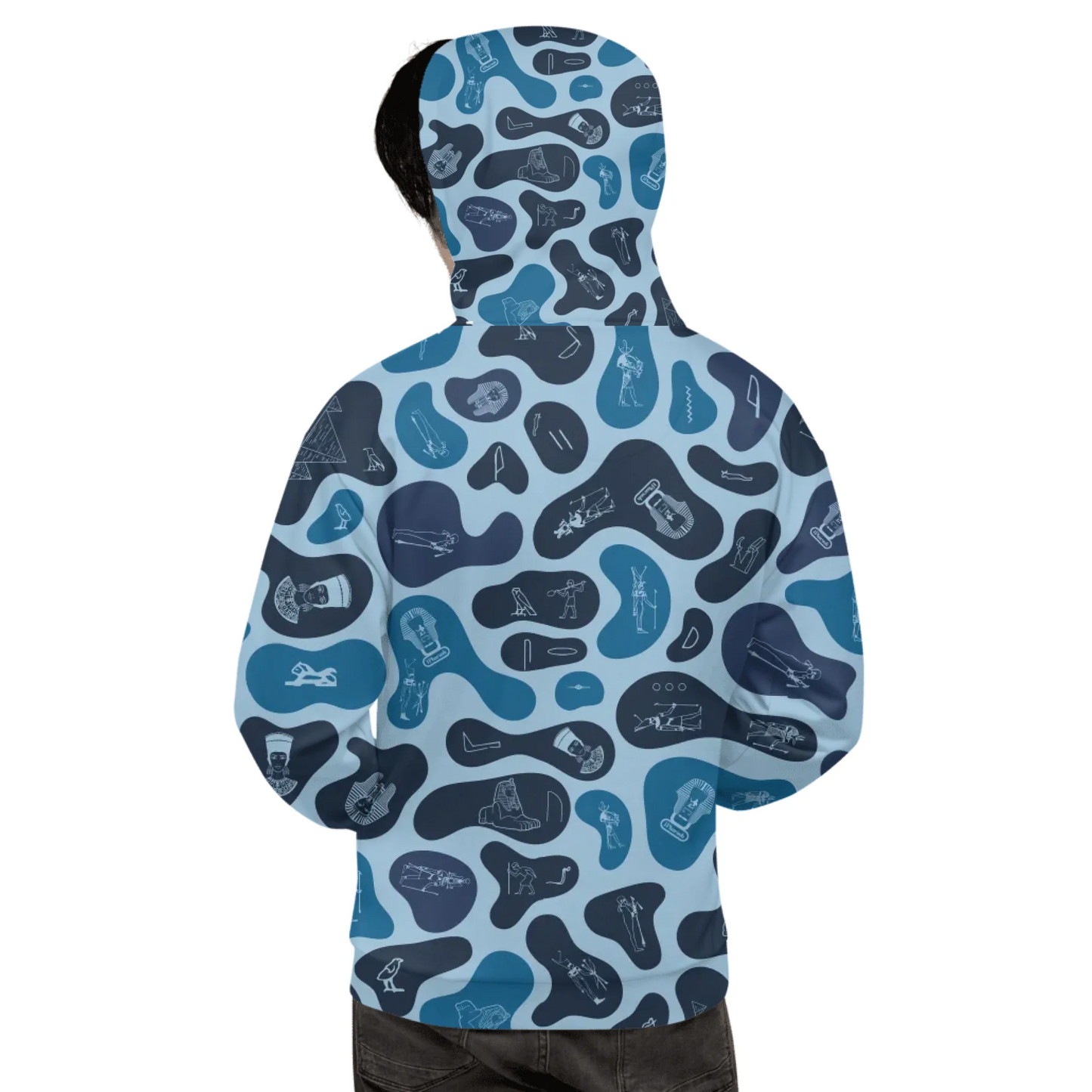 Custom Text Camo Pullover | Personalized Recycled Hoodie | Deep Ocean