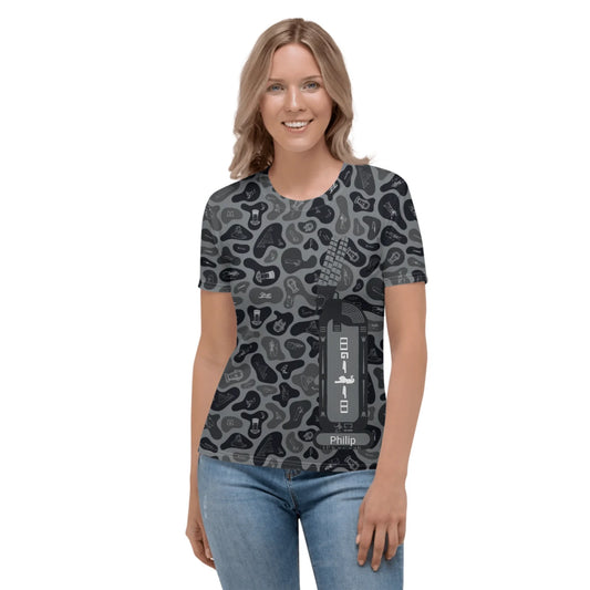 Personalized All-Over Print Women's Crew Neck T-Shirt | Subtle Camo | Shadow