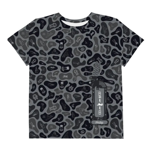 Personalized All-Over Print Youth Crew Neck T-shirt | Subtle Camo | Shadow