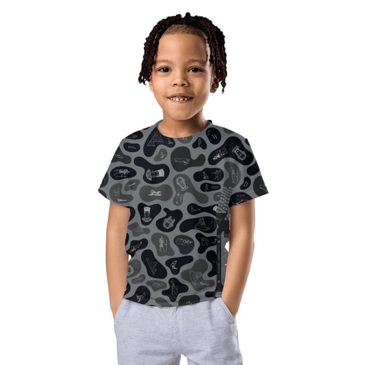 Personalized All-Over Print Kids Crew Neck T-Shirt | Subtle Camo | Shadow