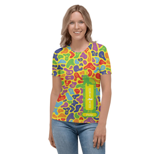 Personalized All-Over Print Women's Crew Neck T-Shirt | Subtle Camo | Prism Spectrum