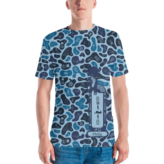 Personalized All-Over Print Men's Crew Neck T-Shirt | Subtle Camo | Deep Ocean