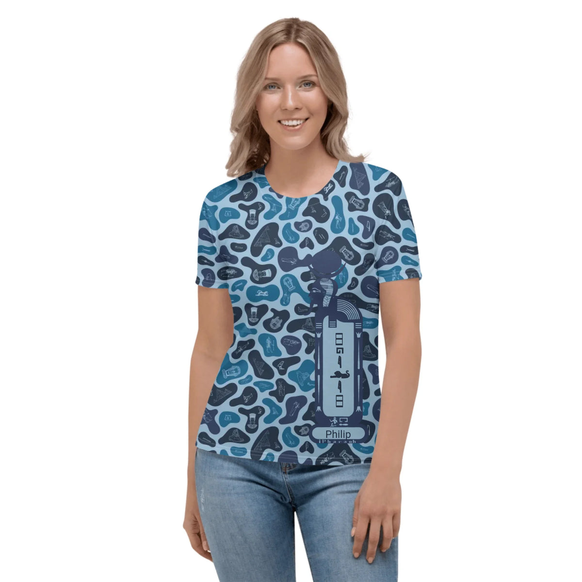 Women's Camo T-Shirt | Personalized Custom Name | Deep Ocean