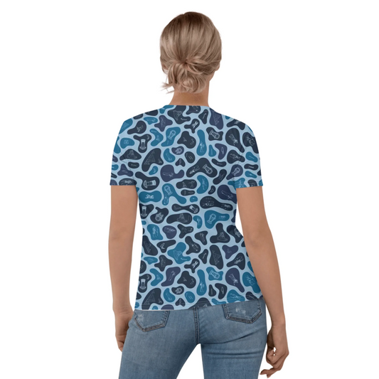 Personalized All-Over Print Women's Crew Neck T-Shirt | Subtle Camo | Deep Ocean