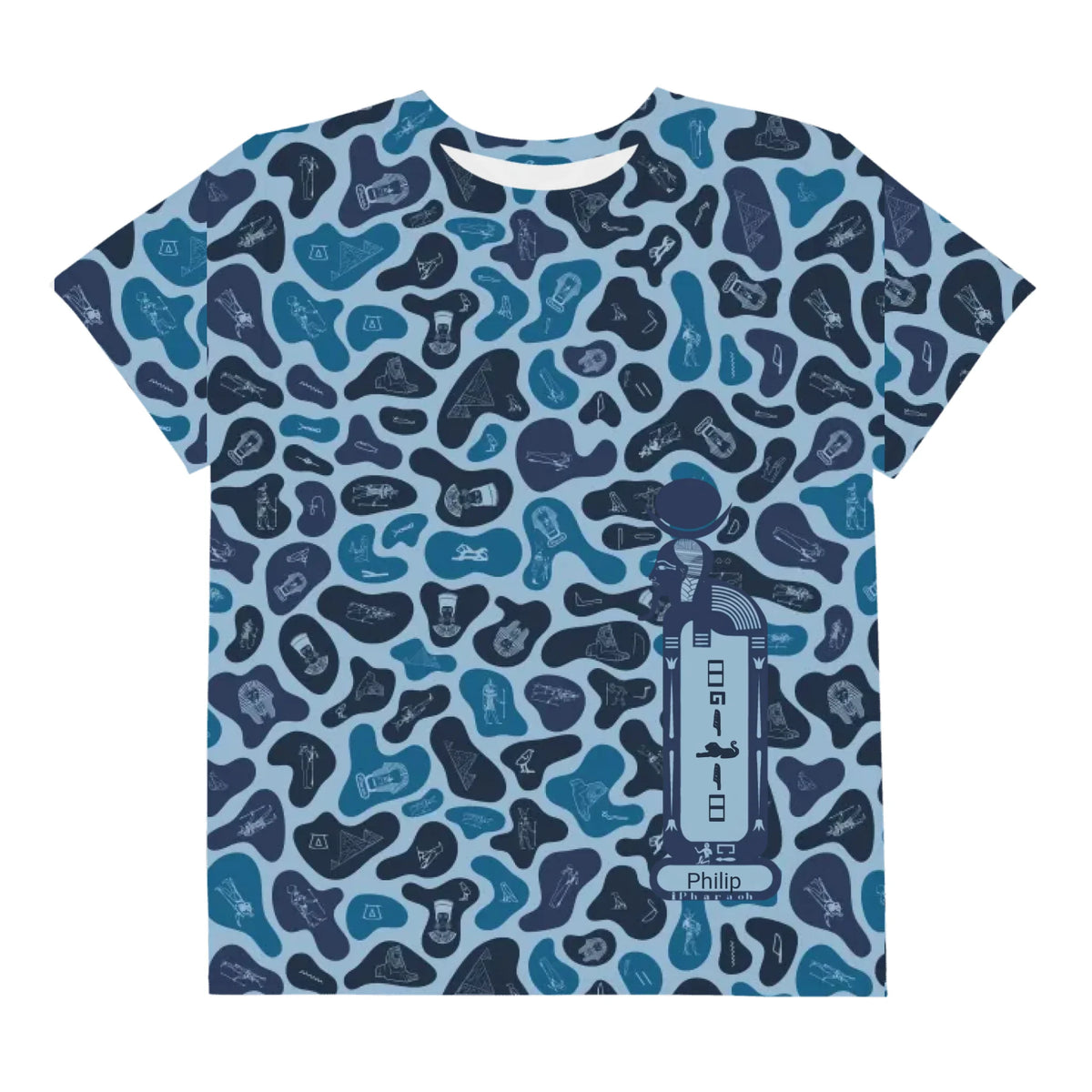 Youth Camo T-Shirt | Personalized Custom Name | Deep Ocean