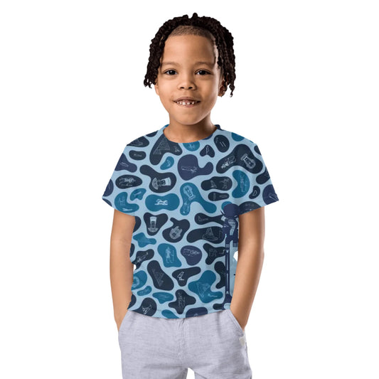 Personalized All-Over Print Kids Crew Neck T-Shirt | Subtle Camo | Deep Ocean