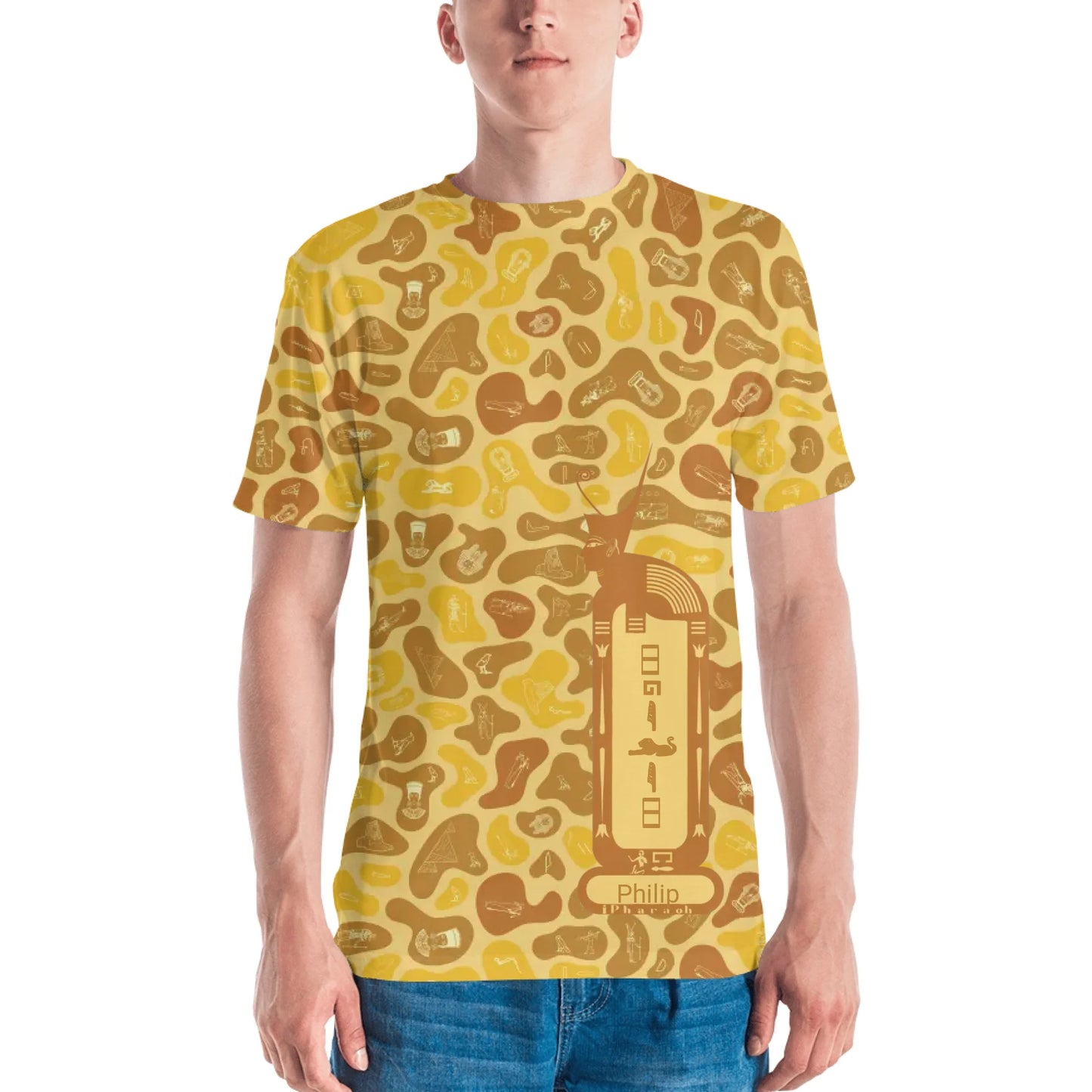 Personalized All-Over Print Men's Crew Neck T-Shirt | Subtle Camo | Desert Sand