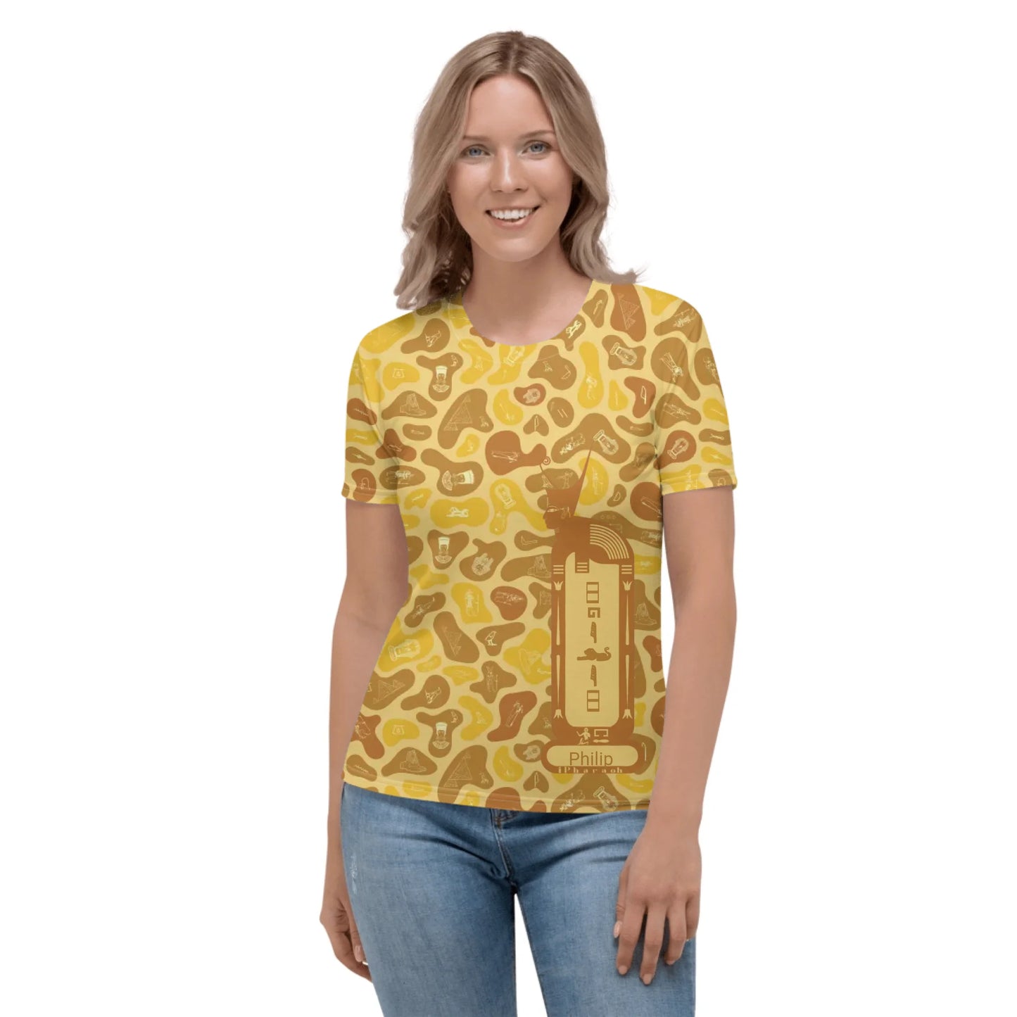 Personalized All-Over Print Women's Crew Neck T-Shirt | Subtle Camo | Desert Sand